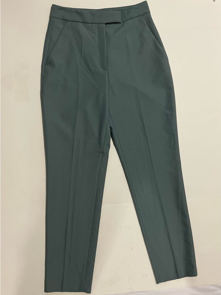Zara Tailored High-Rise Trousers In Teal Green